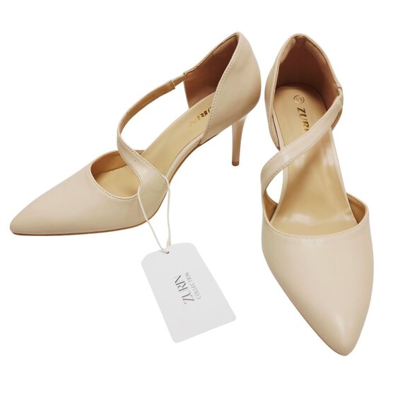 Zurin Collection Womens Nude Pointed-Toe Pumps With Straps Size 8.5 - Picture 5 of 9